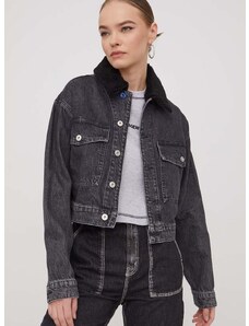 Džínová bunda Karl Lagerfeld Jeans dámská, šedá barva, přechodná, oversize