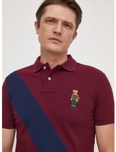 Bavlněné polo tričko Polo Ralph Lauren vínová barva