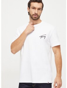 Bavlněné tričko Tommy Jeans bílá barva, s aplikací, DM0DM17994