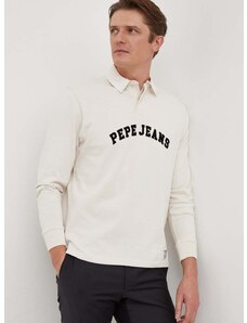 Bavlněné tričko s dlouhým rukávem Pepe Jeans Harry béžová barva, s aplikací