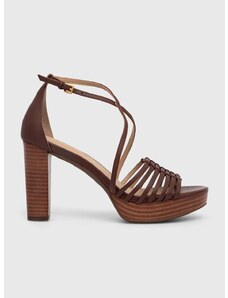 Kožené sandály Lauren Ralph Lauren Shelby hnědá barva, 802925332001