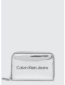 Peněženka Calvin Klein Jeans stříbrná barva, K60K611863