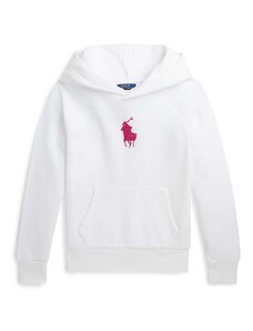 Dětská mikina Polo Ralph Lauren bílá barva, s kapucí, s aplikací