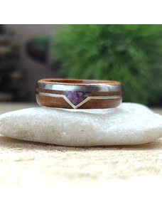 Woodlife Olivový prsten s kalcitem a ocelí
