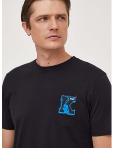Bavlněné tričko Karl Lagerfeld černá barva, s aplikací