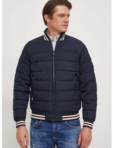 Bomber bunda Tommy Hilfiger tmavomodrá barva, přechodná