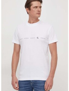 Bavlněné tričko Calvin Klein Jeans bílá barva, s potiskem, J30J324668