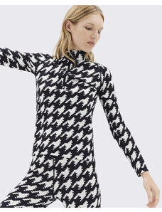 PERFECT MOMENT THERMAL HALF ZIP HOUNDSTOOTH- BLACK/ SNOW WHITE