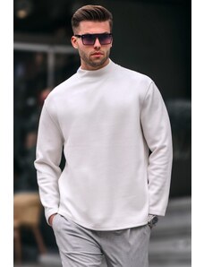 Madmext Ecru Turtleneck Oversize Men's Sweater 6114