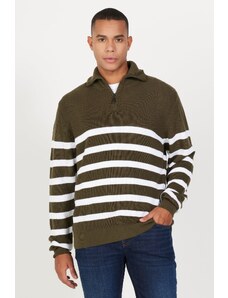 ALTINYILDIZ CLASSICS Men's Khaki-ecru Standard Fit Normal Cut High Bato Neck Knitwear Sweater