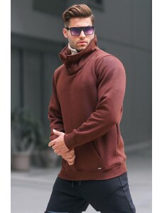 Madmext Dark Brown Collar Detailed Men's Sweatshirt 4411