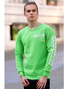 Madmext Printed Neon Green Sweatshirt 4161