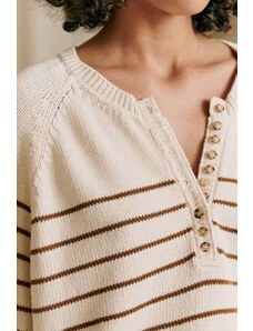 Madmext Brown Turtleneck Striped Knitwear Sweater