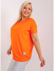 Fashionhunters Oranžová halenka plus size s krátkým rukávem