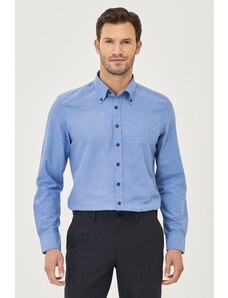 AC&Co / Altınyıldız Classics Men's BLUE Button-down Collar Tailored Slim Fit Oxford Shirt.