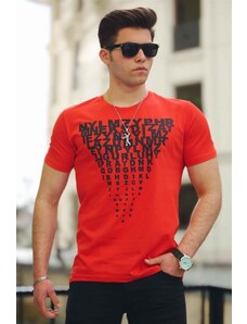 Madmext Men's Printed Red T-Shirt 4471