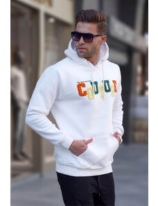 Madmext Ecru Hooded Embroidered Sweatshirt 6029