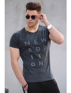 Madmext Men's Anthracite Embroidery Detailed T-Shirt 2895