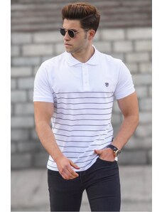 Madmext Men's White Polo Neck T-Shirt 5238