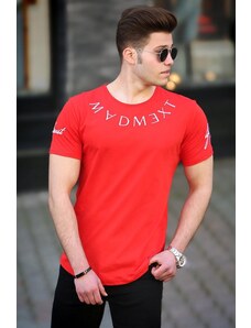 Madmext Men's Red Embroidered T-Shirt 4512