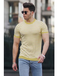 Madmext Men's Crew Neck Yellow Knitwear T-Shirt 4602