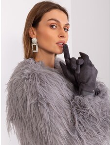 Fashionhunters Tmavě šedé rukavice s vložkami z ekokůže