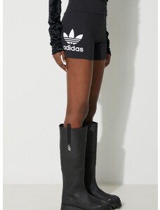 Kraťasy adidas Originals dámské, černá barva, s potiskem, high waist