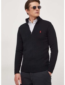 Bavlněný svetr Polo Ralph Lauren černá barva, hřejivý