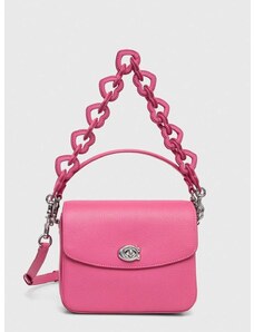 Kožená kabelka Coach Cassie růžová barva