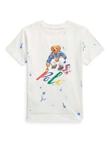 Dětské bavlněné tričko Polo Ralph Lauren bílá barva, s potiskem