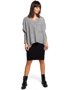 model 18002061 Lehký svetr nadměrné velikosti šedý - BeWear