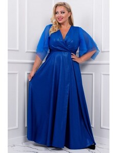 Dámské dlouhé společenské šaty EVITTA brokate modré BOSCA FASHION 318-4
