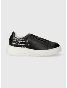 Kožené sneakers boty Emporio Armani černá barva, X3X024 XN894 A120