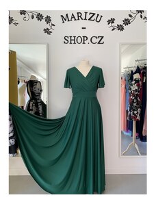 Marizu shop Marizu fashion plus size krásné tmavě zelené plesové společenské šaty pro plnoštíhlou postavu