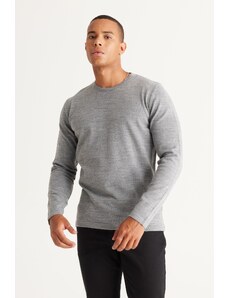 AC&Co / Altınyıldız Classics Men's Gray Melange Standard Fit Normal Fit Warm Crew Neck Knitwear Sweater