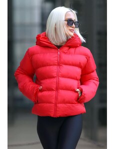 Madmext Women's Red Hooded Puffer Coat