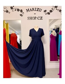 Marizu shop Marizu fashion plus size krásné tmavě modré plesové společenské šaty pro plnoštíhlou postavu