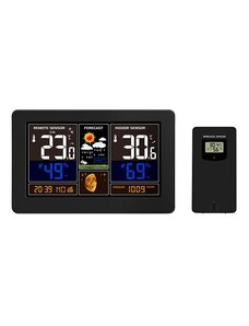 Solight meteostanice, aplikace Smart Life, extra velký barevný LCD, teplota, vlhkost, tlak, USB nabíjení, černá