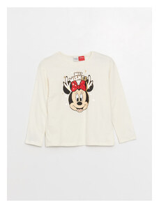 LC Waikiki Crew Neck Minnie Mouse Printed Long Sleeve Girls' T-Shirt