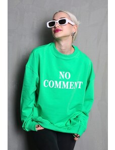 Madmext Light Green Crew Neck Printed Oversize Women's Sweatshirt