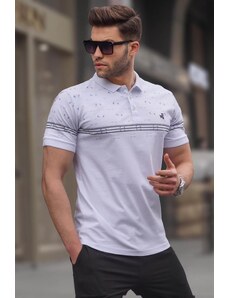 Madmext Men's White Polo Neck T-Shirt 6077