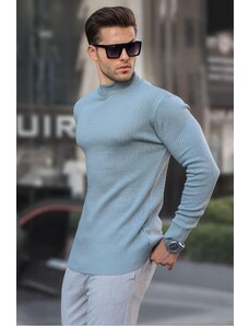 Madmext Men's Water Green Turtleneck Knitwear Sweater 6822