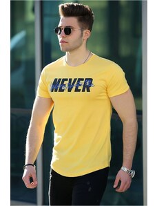 Madmext Men's Yellow Printed T-Shirt 4477