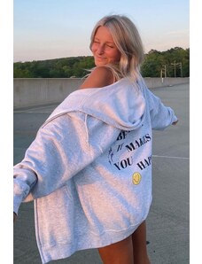 Madmext Mad Girls Carmelange Hooded Back Printed Sweatshirt