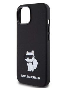 iPhone 15 Karl Lagerfeld Liquid Silicone Choupette NFT Case černá