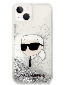 iPhone 15 Karl Lagerfeld Liquid Glitter Karl Head Case stříbrná