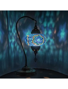 Krásy Orientu Orientální skleněná mozaiková stolní lampa Derin - Swan - ø skla 16 cm