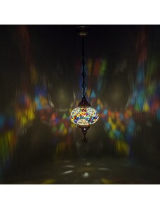 Krásy Orientu Orientální skleněná mozaiková visací lampa Esila - ø skla 16 cm