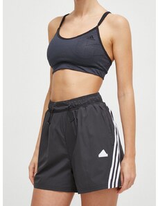 Kraťasy adidas dámské, černá barva, s aplikací, high waist, IP1568