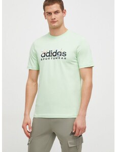 Bavlněné tričko adidas zelená barva, s potiskem, IM8306